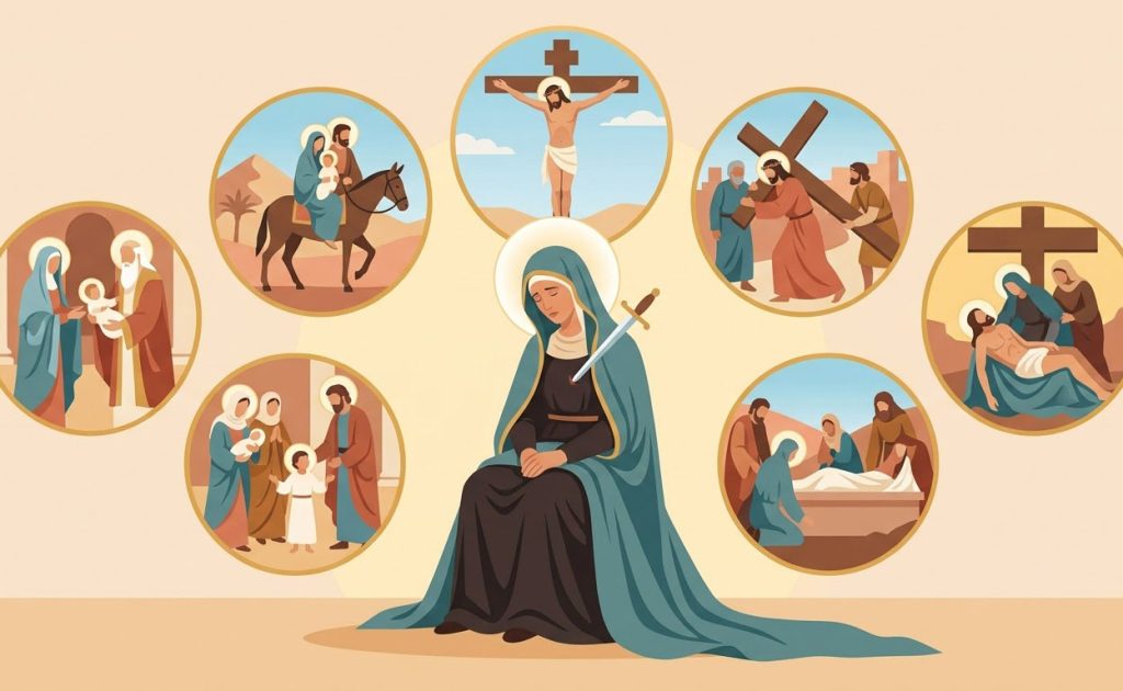 Nuestra Señora de los Siete Dolores - Illustration prière catholique